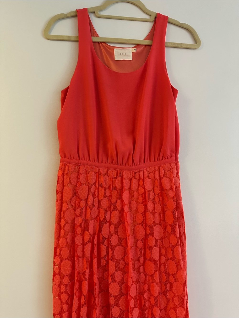 Lush Coral-Red Satin Dress